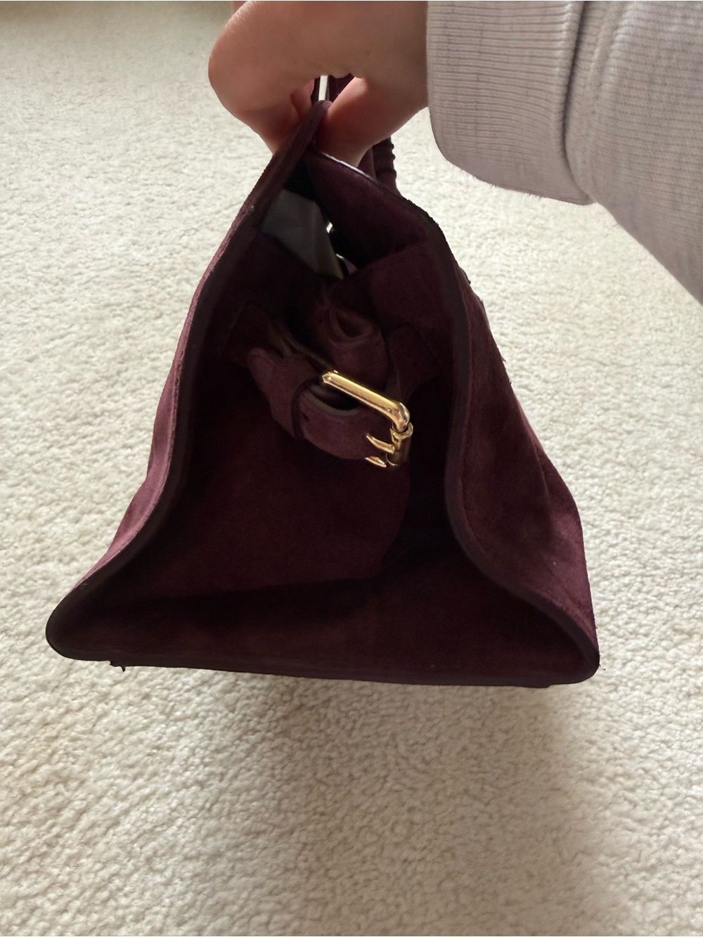 NWT CLAUDIA FIRENZE Suede Handbag East/West Style Burgundy/ Deep Wine - Picture 10 of 13